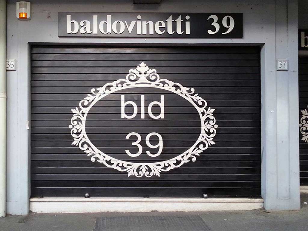 Decorazione serranda Baldovinetti, spray acrilico, Roma