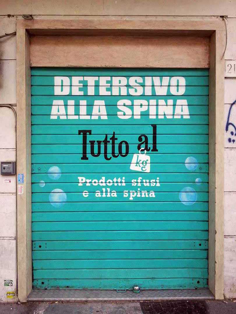 Decorazione serranda Detersivo tutto al kg, spray acrilico, Roma