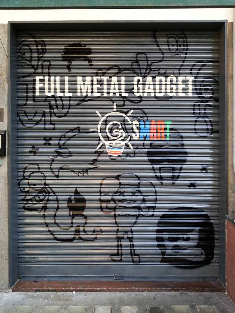 Decorazione serranda Full Metal Gadget, spray acrilico, Roma